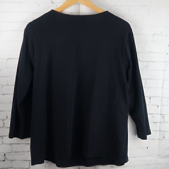 JONES NEW YORK SIGNATURE BLACK V NECK 3/4 SLEEVE TOP SIZE 2X - Picture 6 of 6
